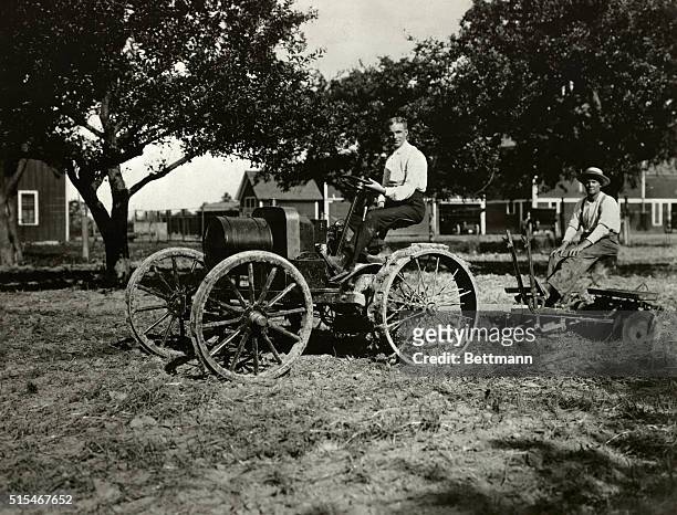 Henry Ford built his first farming vehicle in 1907 and called it "an automobile plow." Tractors were unknown in those days.