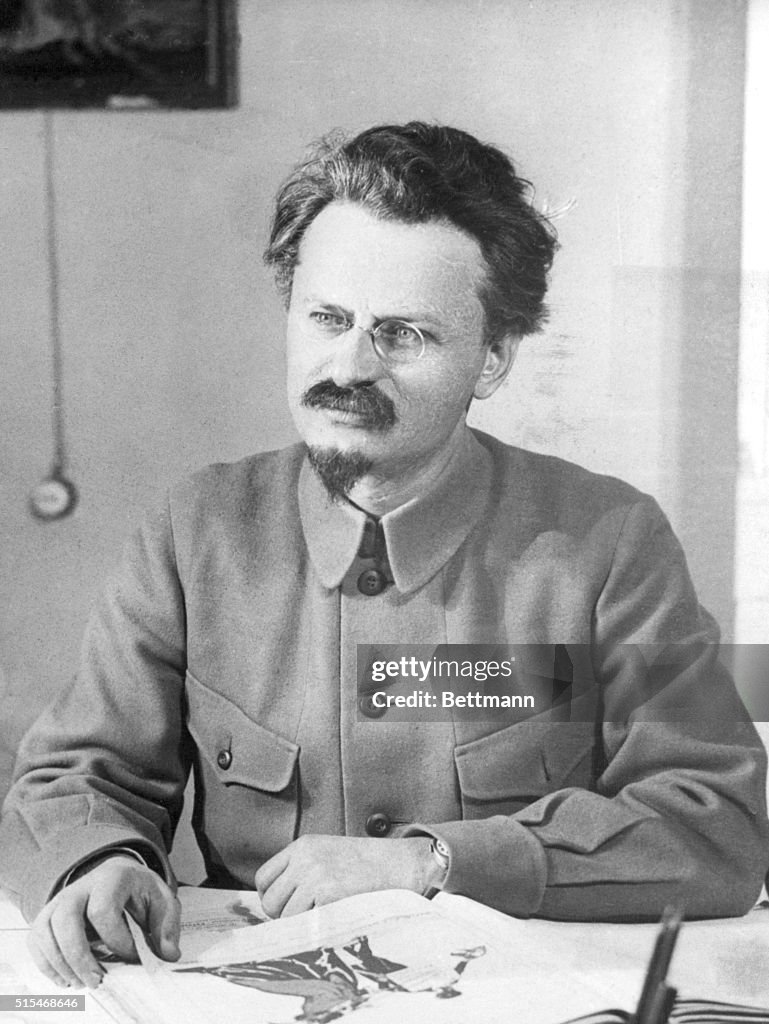 Leon Trotsky Leafing Through Book
