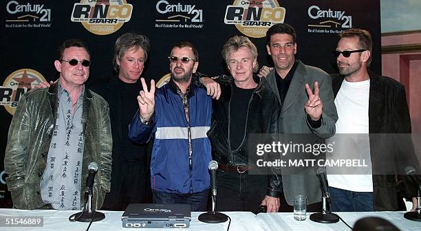 Former Beatles drummer Ringo Starr poses with members of the sixth incarnation of the All-Starr Band who are Jack Bruce, Eric Carmen, Ringo Starr,...