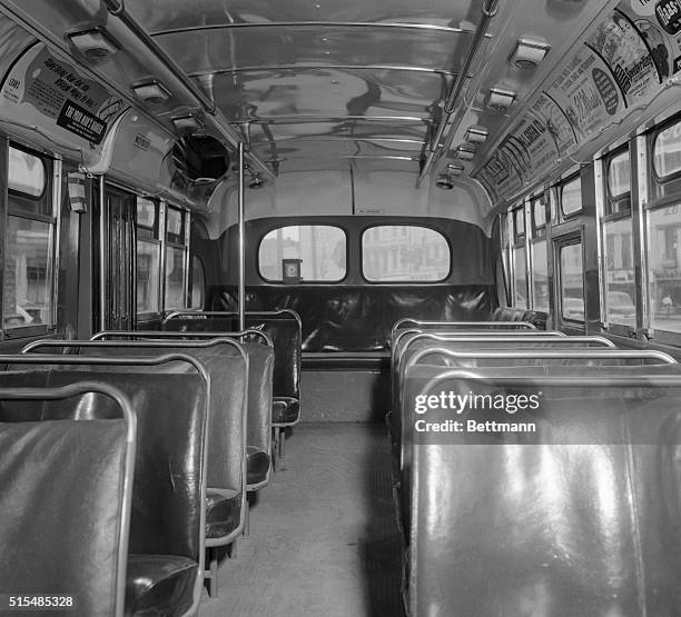 An interior view of a Montgomery City transit bus, 1956.