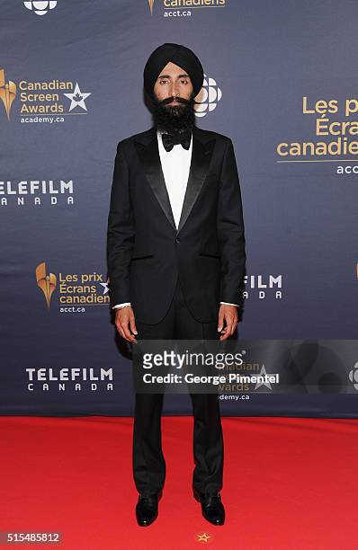 Waris Ahluwalia arrives at the 2016 Canadian Screen Awards at the Sony Centre for the Performing Arts on March 13, 2016 in Toronto, Canada.