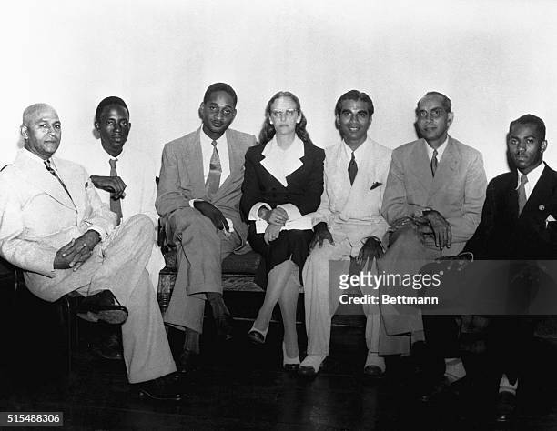 Ousted British Guiana Cabinet members. Left to right: Dr. J.P. Latchmansingh, Minister of Health and Housing; Sydney King, Minister of Communications...