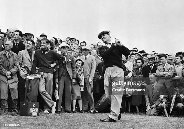 Bantam Ben Hogan, who is trying his hand at British Open Golf for the first time, is shown as he competed July 6 in the qualifying rounds at...