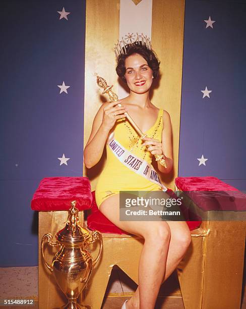 Miami Beach: Linda Bement of Salt Lake City , the new Miss U. S. A., after her selection from 15 semifinalists in U. S. Section of the Miss Universe...