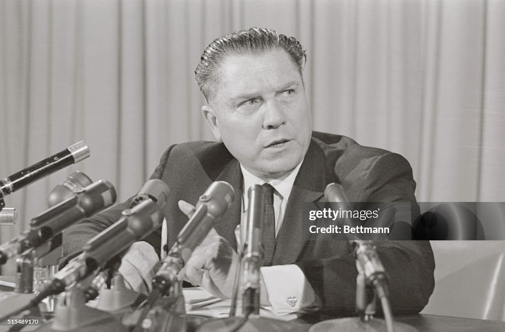 Jimmy Hoffa Speaking at Press Conference