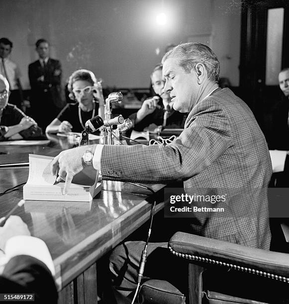 Governor John Connally of Texas, during his press conference, makes reference to the Warren Commission Report on the assassination of President John...