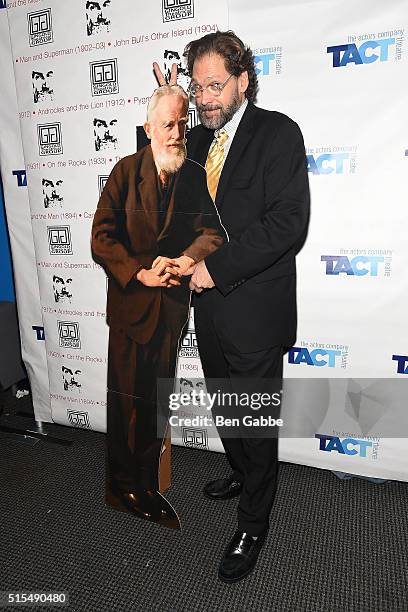 Cardboard cutout of playwright George Bernard Shaw and director David Staller attend the "Widowers' Houses" opening night after party at Papert...