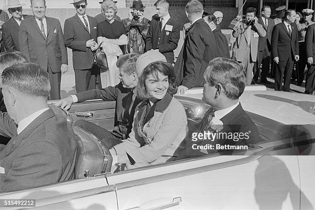 President John F Kennedy, First Lady Jacqueline Kennedy, and Texas Governor John Connally Riding in Motorcade