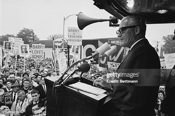 September 29, 1964- Marietta, Ohio: U.S. Senator Barry Goldwater spoke to an estimated crowd of 5,000 persons here, his 1st stop of his five-day...