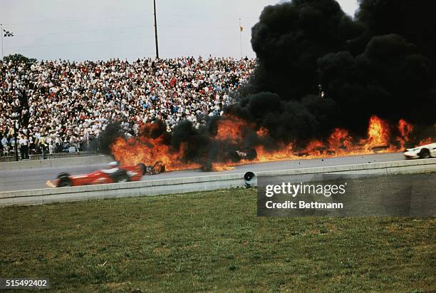 Indianapolis 500 1964 fatal crash involving Eddie Sachs and Dave MacDonald.