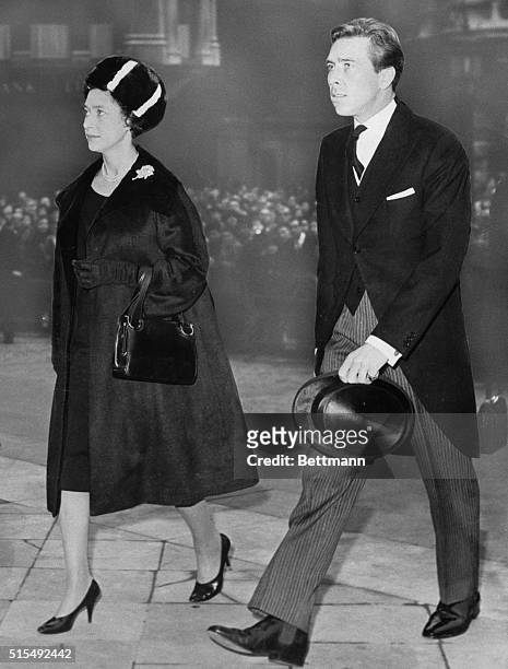 Britain's Princess Margaret and her husband Lord Snowdon arrive at St. Paul's Cathedral for a special afternoon memorial service for the late...