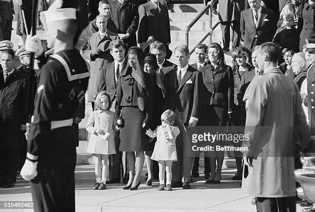 Like a little soldier, John F. Kennedy Jr. Who celebrated his 3rd birthday, saluted at the casket of his father, the late President John F. Kennedy...