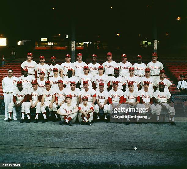 Phillies World Series Team: Left to right: Jim Bunning; Clay Dalrymple; Ruben Amaro; Bob Wine; John Herrnstein; Wes Covington; Gus Triandos; Ed...