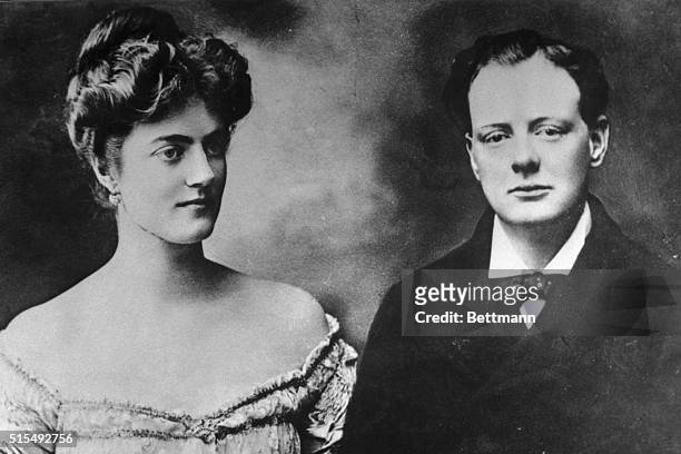Sir Winston Churchill, Britain's elder statesman and prime minister , is shown here with his then fiancee, Miss Clementine Hozier, in a photo made a...