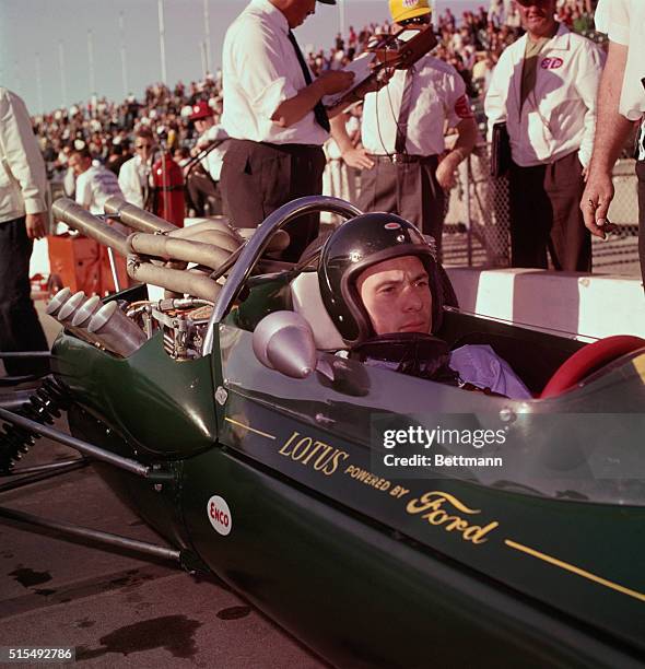 Jim Clark in His Ford Lotus