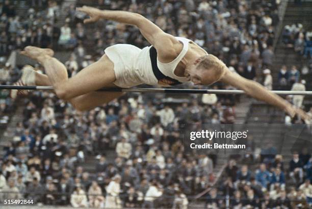 Willi Holdorf of Germany in the High Jump event of the Men's Decathlon.