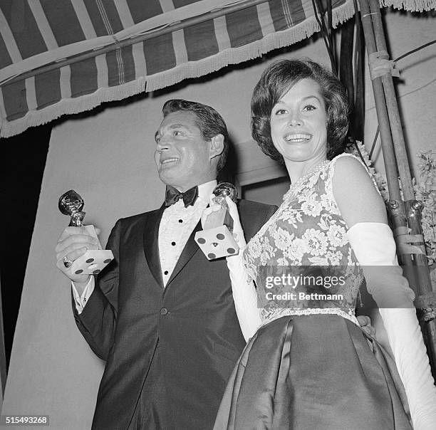 Gene Barry and Mary Tyler Moore are among the winners of Golden Globe Awards in the television categories at the annual presentation ceremony in...