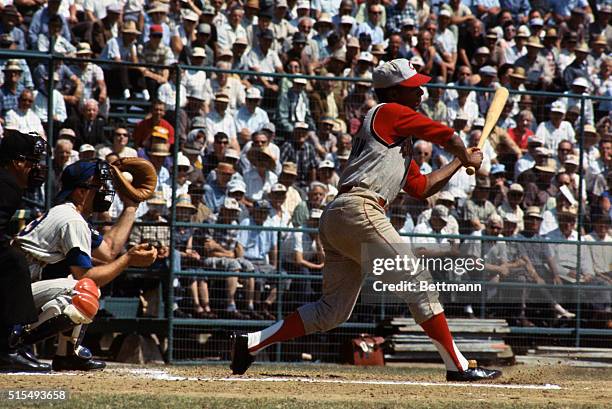 During first game between Cincinnati Reds and New York Mets, Vada Pinson Strikes out.