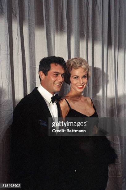 Actor Tony Curtis with his wife, actress Janet Leigh, at the 33rd Annual Academy Awards.