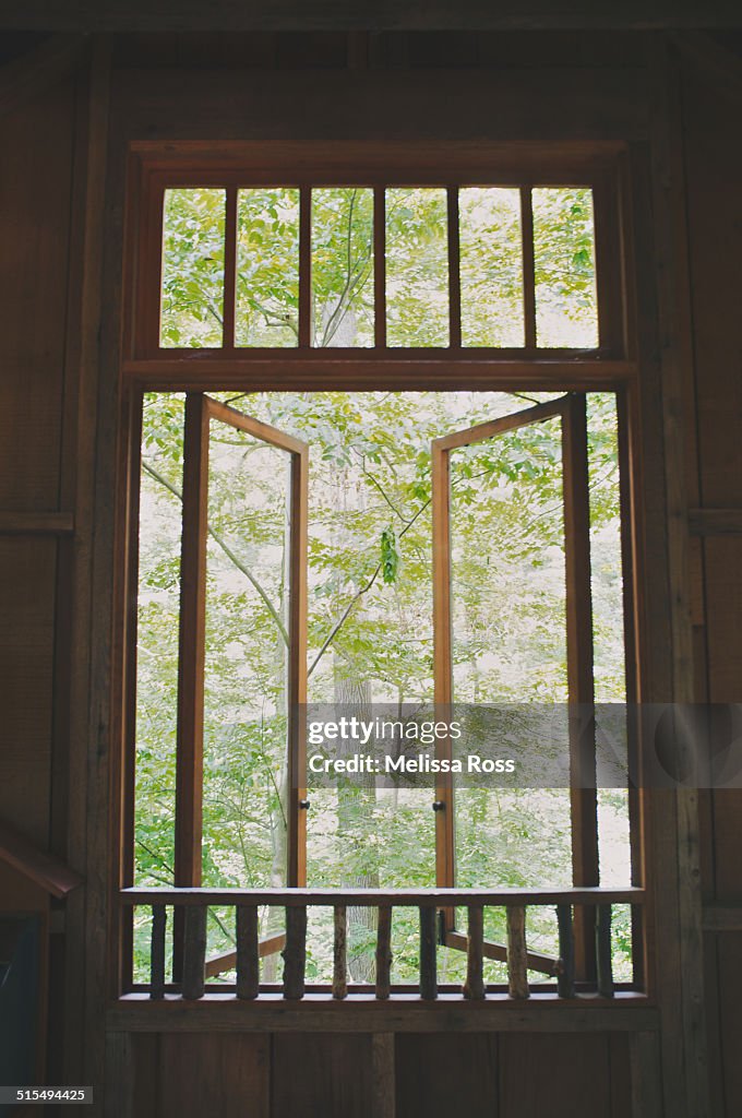 Open Double Panel Window Open Double Pane Window In A Wood Or Forest Scene High-Res Stock Photo ...