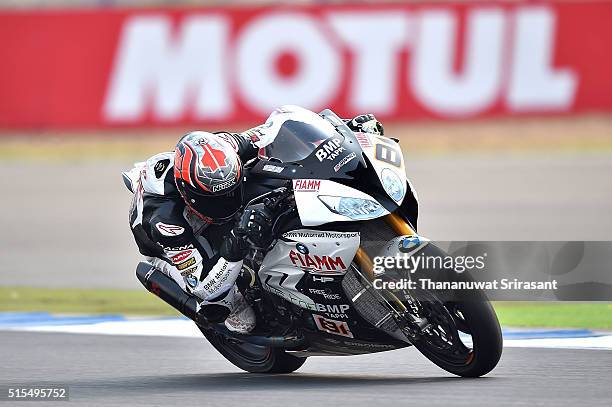 Jordi Torres of Spain rides during the Buriram World Superbike Championship on March 13, 2016 in Buri Ram, Thailand.