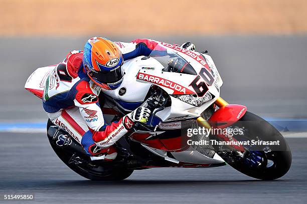 Michael Van Der Mark of Netherland rides during the Buriram World Superbike Championship on March 13, 2016 in Buri Ram, Thailand.