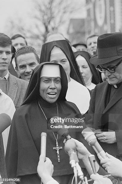 Franciscan Sister Mary Antona Ebo, one of a group of nuns among a civil rights campaigners, who were attempting to march on the Dallas County...