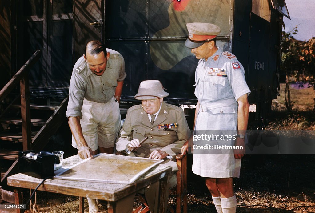 Officer Explaining a Map to Winston Churchill