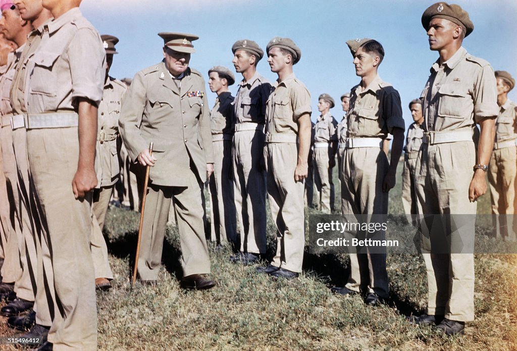 Winston Churchill Inspecting Troops