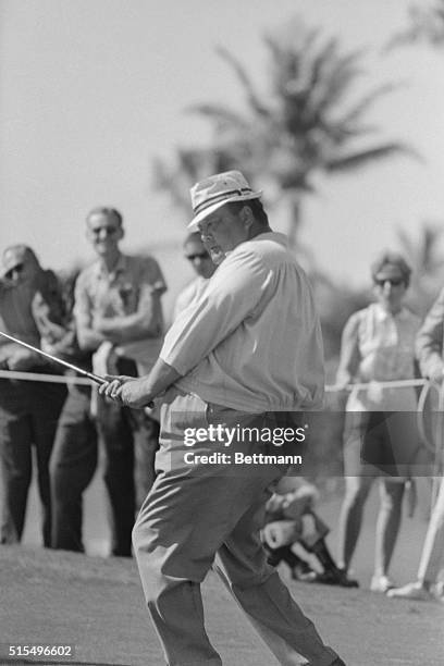 Jackie Gleason in action during the "Celebrity" Golf Tournament at the famed Doral Golf Course here 3/10. The match is a forerunner to the $70,000...