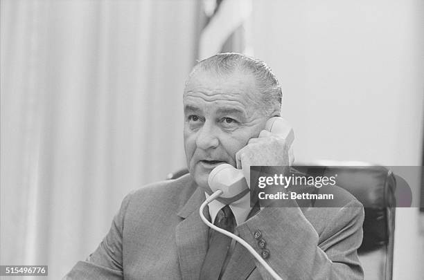 Early Bird Starts Making Money. Washington, DC: From the White House, President Johnson exchanges greetings with other world leaders via Early Bird...