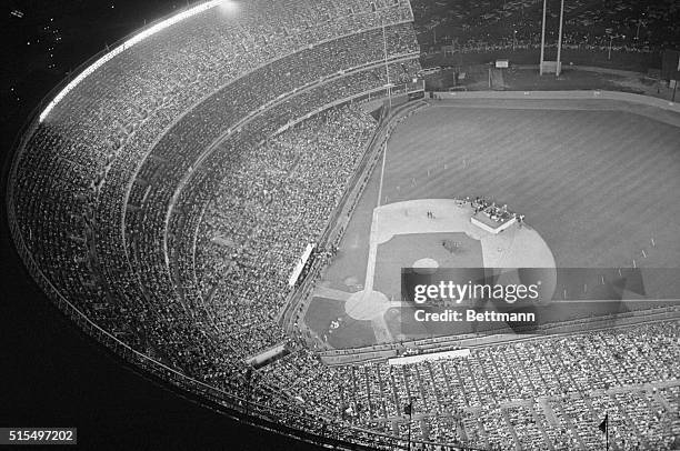 Shea Stadium is jam-packed with Beatles fans during a performance given by the British singing group at Shea Stadium. Enthusiastic fans of the modern...