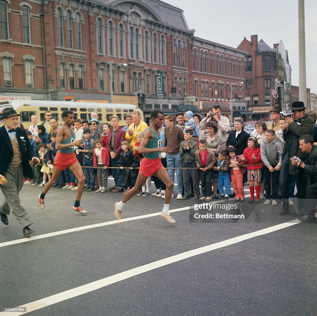 Abebe Bikila Running in Marathon