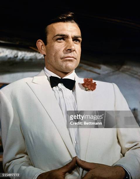 Sean Connery as secret agent 007, James Bond, in the movie Goldfinger.