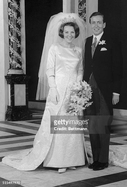Officials Portrait. Amsterdam, Netherlands: This is the official wedding portrait of Crown Princess Beatrix and German dipolamt Clause von Amsberg...