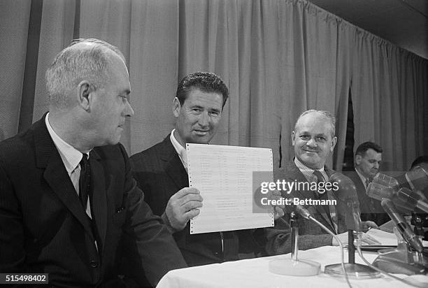 Retired Red Sox slugger, Ted Williams , looks at the tabulation sheet that elected him to baseball's Hall of Fame by the nation's baseball writers....