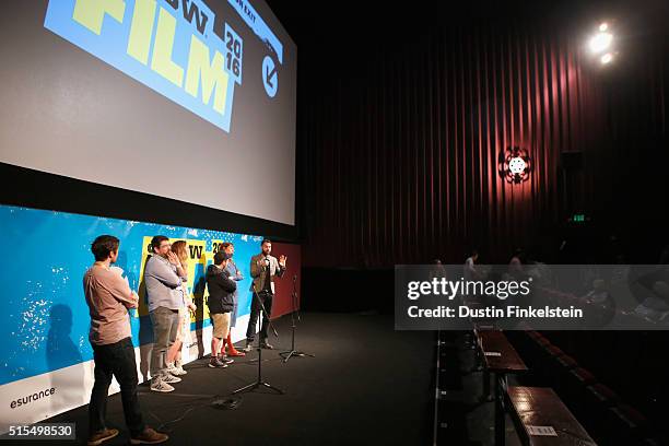 Film Programmer Jim Kolmar, actors Richard Elis and Laura Patch, director Jamie Adams, and actors Dolly Wells and Tom Cullen speak onstage during the...