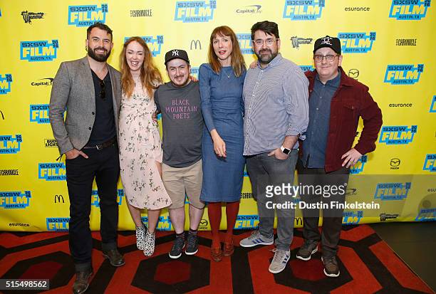 Actors Tom Cullen and Laura Patch, director Jamie Adams, actors Dolly Wells and Richard Elis, and cinematographer Ryan Owen Eddleston attend the...
