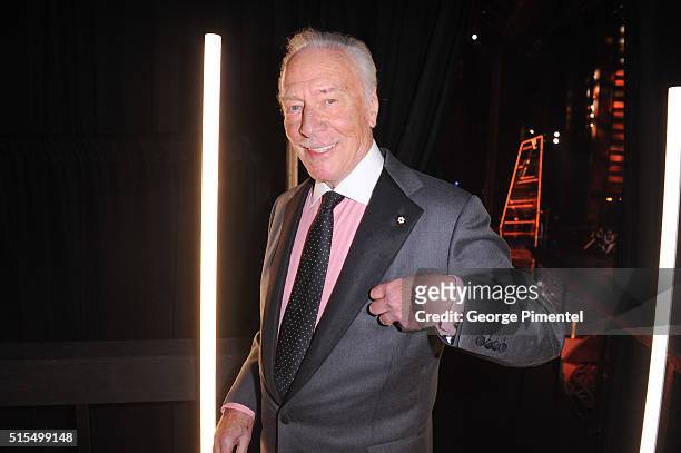 Christopher Plummer poses backstage at the 2016 Canadian Screen Awards at the Sony Centre for the Performing Arts on March 13, 2016 in Toronto,...