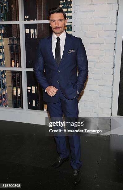 Julian Gil is seen backstage on the set of "Nuestra Belleza Latina" at Univision Studios on March 13, 2016 in Miami, Florida.