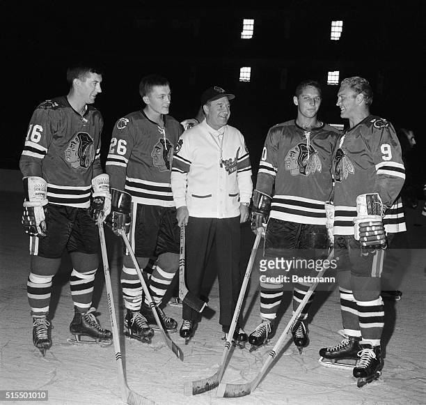The Chicago Black Hawks boast two sets of brothers shown at Chicago Stadium as the Black Hawks opened drills for NHL season 9/19. Left to right:...