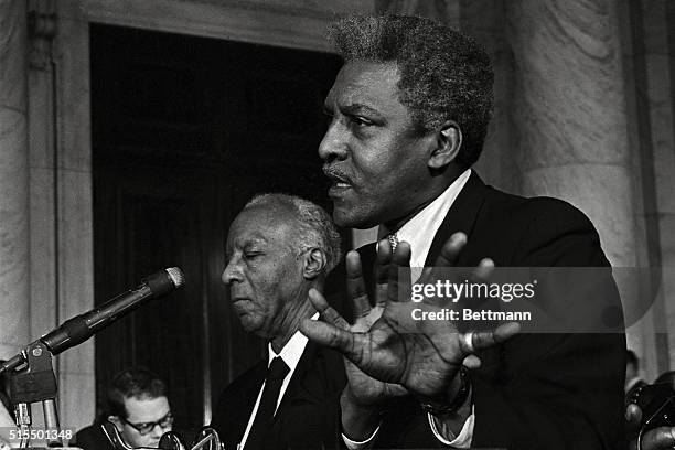 Two Negro leaders appeared before the Senate Government Operations subcommittee, as that group continued its hearings on the Federal role in urban...