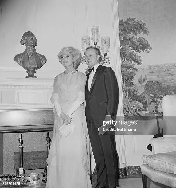 Actress Carol Channing and her husband, Charles Lowe, at the White House for the party the Johnsons gave for Vice. President Humphrey.