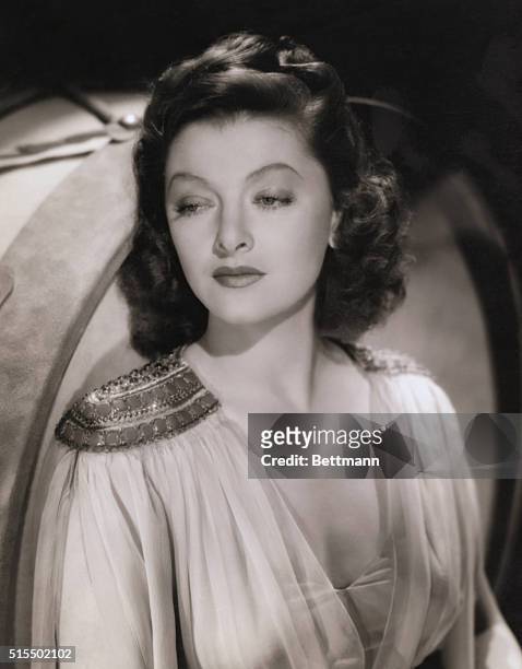 Portrait of lovely Metro-Goldwyn-Mayer star Myrna Loy. She recently co-starred with William Powell in the new comedy Love Crazy, which was directed...