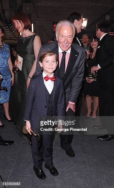 Jacob Tremblay and Christopher Plummer poses backstage at the 2016 Canadian Screen Awards at the Sony Centre for the Performing Arts on March 13,...