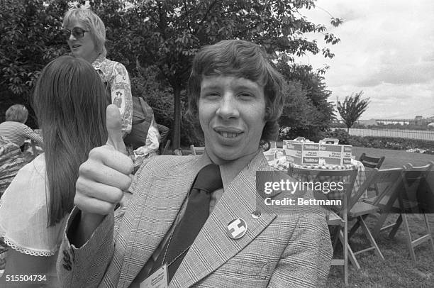 Jimmy Carter's son, Jeff as he attended a picnic on the lawn of Gracie Mansion, the residence of the New York City's mayors, on July 14, 1976. His...