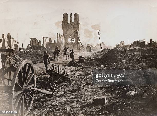 Belgium: Destruction In World War I. The Cloth Hall at Ypres again the center of interest.