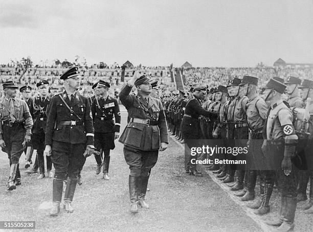 Germany: Heinrich Himmler reviews German Gestapo Troopers.