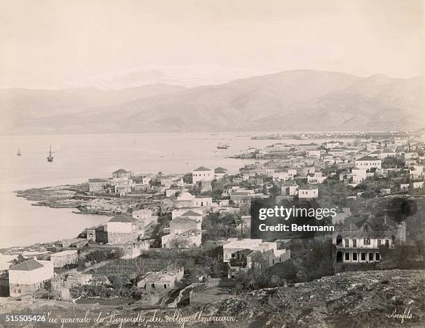 Beirut as seen from the American University of Beirut, in the late 19th Century. | View from: American University of Beirut.