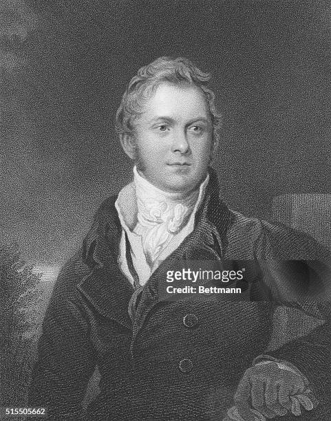 Portrait of Frederick John Robinson Ripon, First Earl of Ripon , who sponsored Britain's Corn Law in Parliament in 1815 in the House of Commons,...